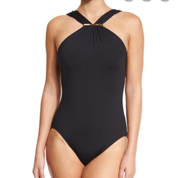 Michael Kors Other - Michael Kors signature gold bar halter swimsuit